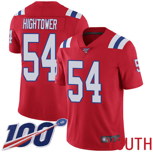 New England Patriots Football #54 100th Limited Red Youth Dont a Hightower Alternate NFL Jersey